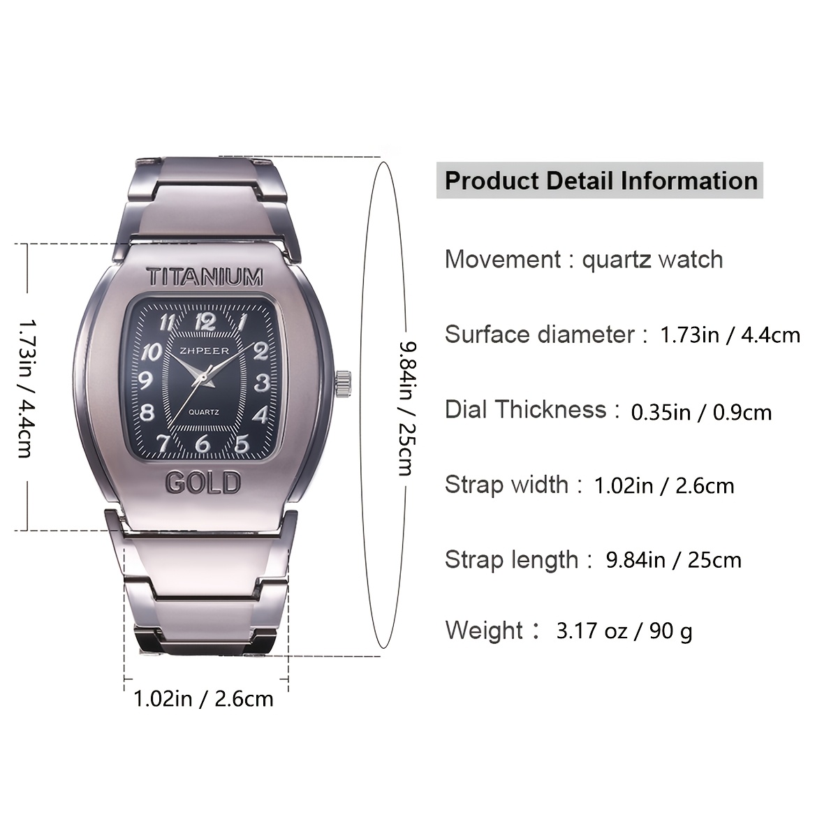 Men's 2pcs Luxury Watch & Necklace Set, Casual Style